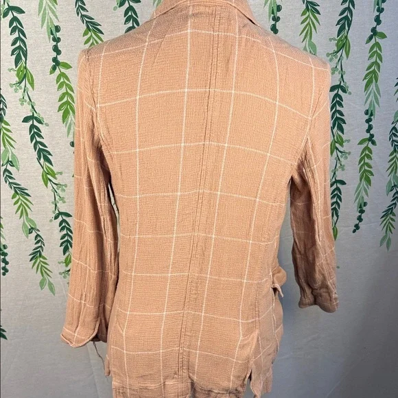 Madewell Tan Checkered Blazer with Button Accents B5 - Picture 4 of 4